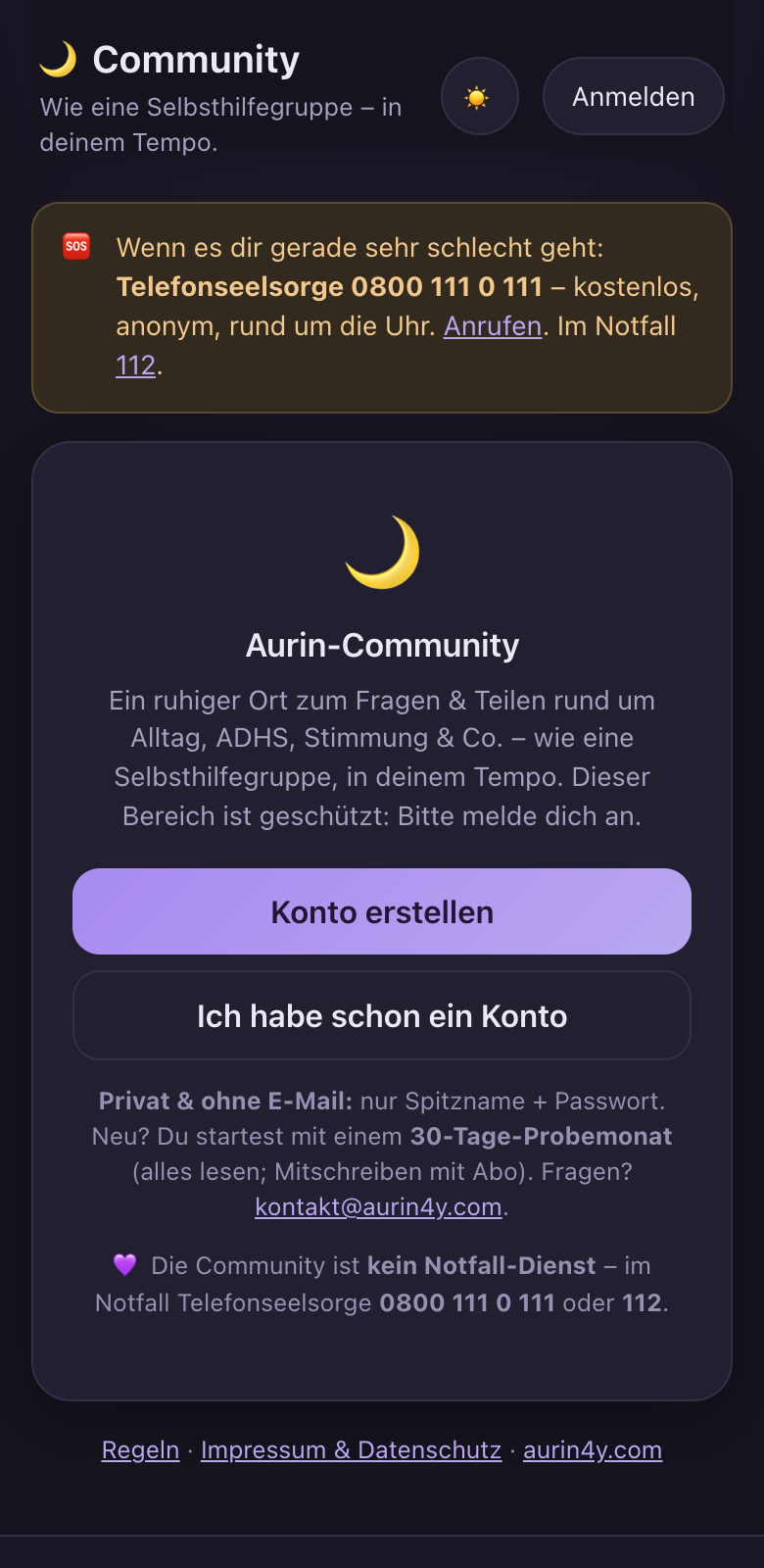Aurin-Community: geschützter Austausch